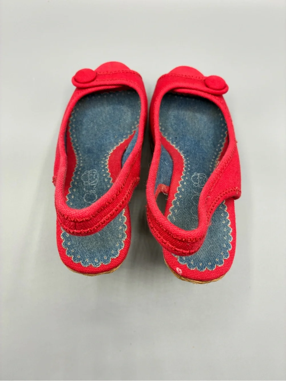 Y2K SUGAR red Canvas Peep-Toe Slingback Wedge Sandals